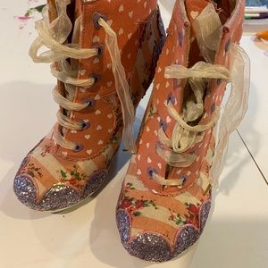 Irregular Choice Dolly Mixture Lace Up Booties